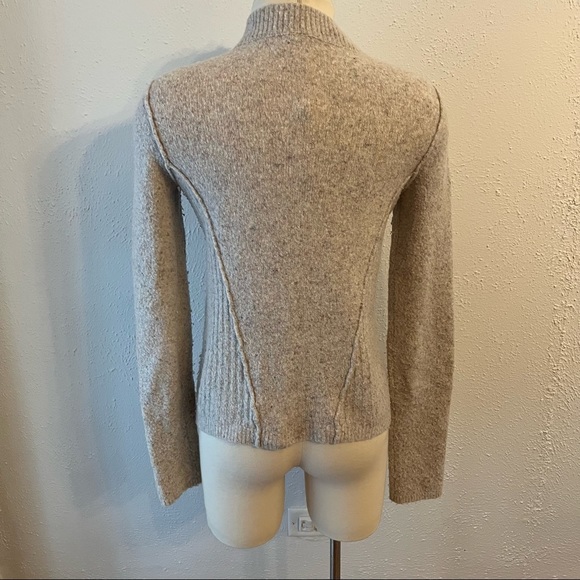Free People Oatmeal Wool Blend Mock Neck Cable Knit Sweater - Picture 4 of 8